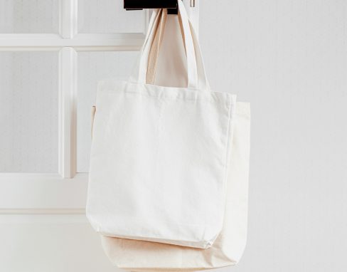 White,Eco,Bag,Mockup.,Blank,Shopping,Sack,With,Copy,Space.